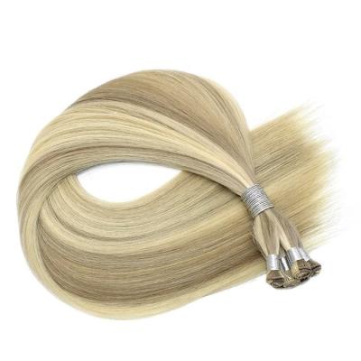 China TopElles Product Silk Straight High End Hand Tied Double Drawn 100% Brazilian Human Hair Weft Extensions for sale