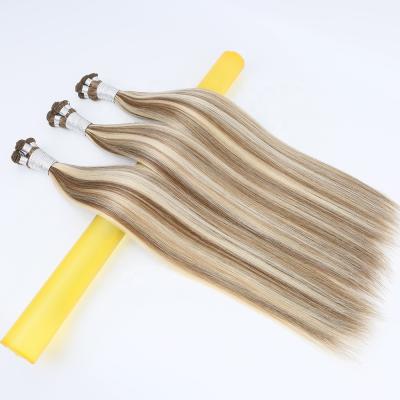 China TopElles Silk Right Hand Tied Weft Unprocessed Brazilian Hair Invisible Hair Bundles for sale