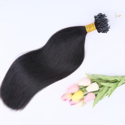 China TopElles Ring Hair Extension Virgin Straight Human Hair 12A Grade Natural Black Micro Straight Human Hair Unprocessed for sale