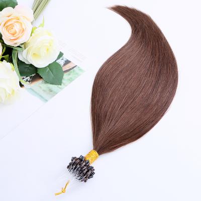 China TopElles Ring Hair Extensions Medium Brown Silk Micro Straight Micro Cuticle Aligned Hair Extension for sale