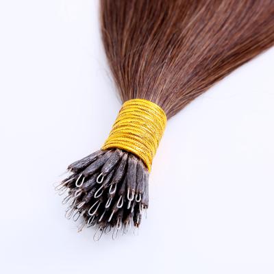 China TopElles Ring Hair Extensions Medium Brown Silky Straight Nano Color Grade 12A Hair for sale