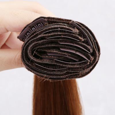 China Wholesale Silky Straight Wave Straight Clip In Hair Extension 100% Virgin Hair Color 30# Clip In Hair for sale