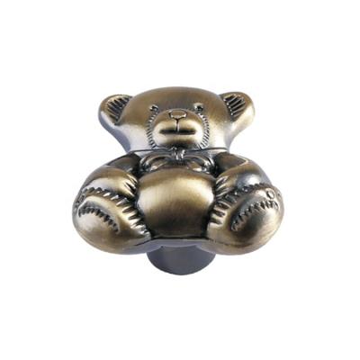 China High Quality 24mm Animal Zinc Alloy Bear Furniture Handle & Knob Unique Antique Brass Wardrobe Dresser Knobs Drawer Cabinet Pull Knobs for sale