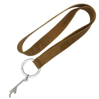 China Hot Sale Eco - Friendly Debossed Logo Leather Lanyard Strap With Bottle Opener for sale