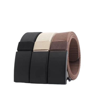 China Fashion Men's Environmentally Friendly Canvas Belt Black Casual Khaki Toothless Belt Buckle Automatic Buckle Belt for sale