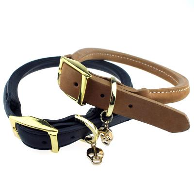 China Custom Adjustable DETACHED OEM PU Leather Name Tag Personalize Comfort Padded Pets Dog Leads Leather Dog Collar for sale