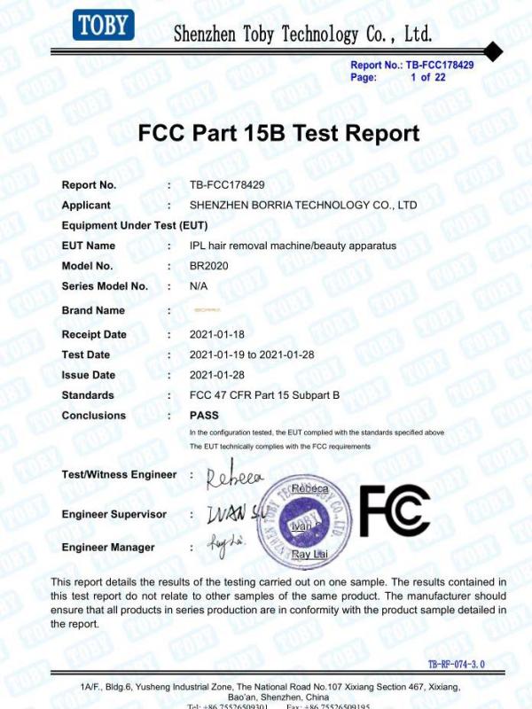 FCC - Shenzhen Borria Technology Co., Ltd.