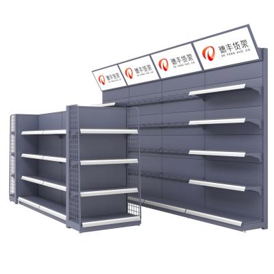 China Double-sided multi-layer shelving display rack double-sided supermarket shelves steel Q235B multi-functional shelves for sale