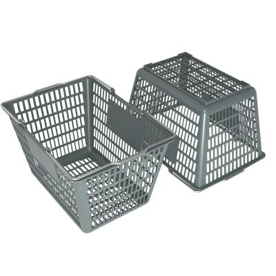 China plastic supermarket shopping basket with handle gray 380*330*280mm for sale