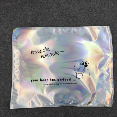 China Low MOQ Aluminized Plastic Packaging Mylar Cosmetic Packaging Ziplock Bags Laser Holographic Bag for sale