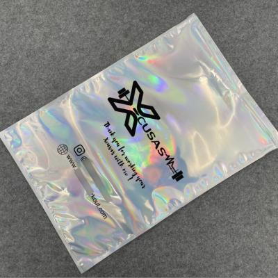 China shoes & Logo Design Holographic Self Seal Adhesive Apparel Packaging Messenger Envelope Bags Laser Packaging Bag for sale