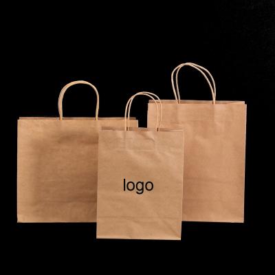 China Recyclable Custom Printed Brown Kraft Paper Shopping Bag With Handles for sale