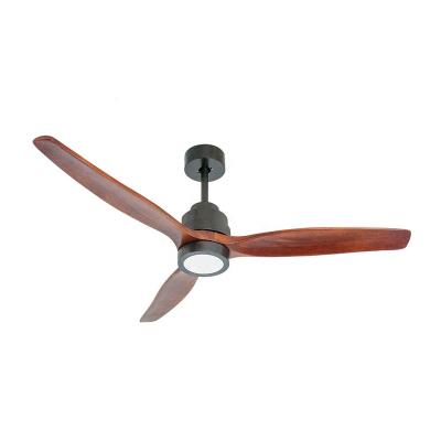 China EUROPEAN Amazon Hot Sale modern nordic 3 wooden blades flush ceiling fan lamp with remote control attic room fan ventilador Iron 52inch for sale