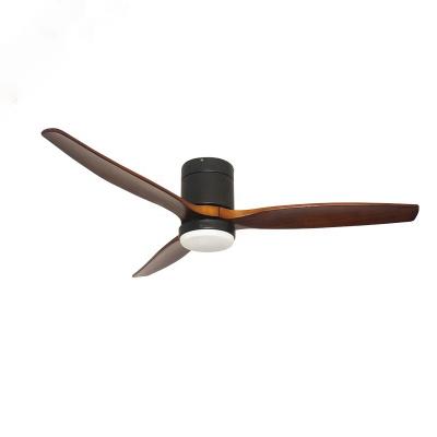 China With light Solid Wooden Blade Led DC Ceiling Fans with Reversible Solid Blades and Remote Control for Home 52inch ceiling fan light for sale