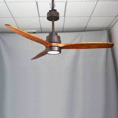 China Modern European 52 inch Ceiling Fan for home decoration with LED Light and classical three wooden leaf fan lamp for sale