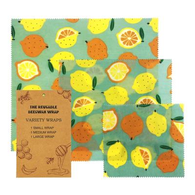 China Food wrap fast delivery in stock green design natural reusable eco 3 pack beeswax food wrap for sale