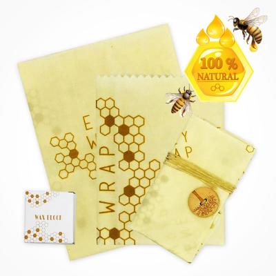 China Eco-Friendly Eco-Friendly Sustainable Washable Food Grade Certified GOTS Organic Cotton Beeswax Food Wrap for sale