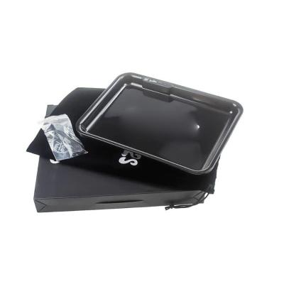 China Eco-Friendly Wholesale Chargeable Square Plastic Material Customized Smoke Hotel Serving Led Rolling Tray for sale