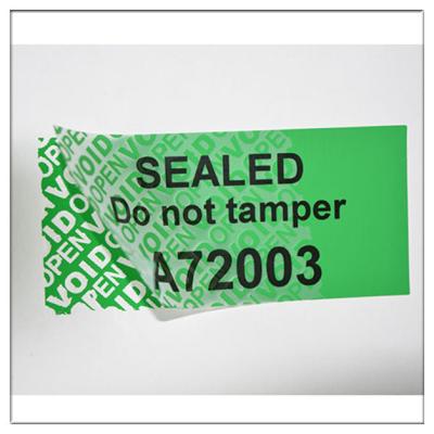 China custom void label material;anti-counterfeit warranty seal label with serial number for sale