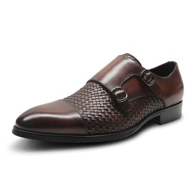 China Guangzhou Shoe Factory Wholesale Men's Leather Stylish Shoes Anti-odor Slip On Loafers Monk Strap Shoes for sale