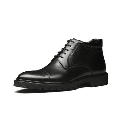 China Anti-Smell OEM Wholesale Price Black Fur Oxford Stylish Warm Leather Boots For Men for sale