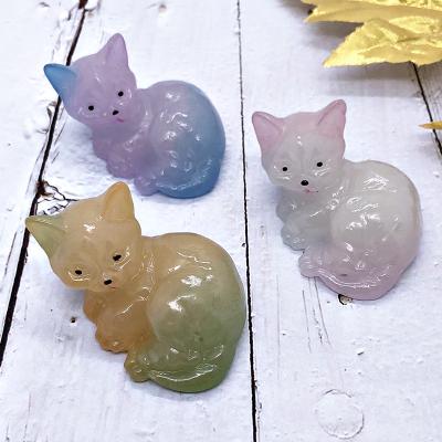 China China Wholesale High Quality Hand Carved Cat Folk Craft Healing Natural Crystal Crafts Lovely Home Decoration Obsidian Gifts for sale