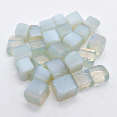 China China Wholesale Light Blue Opal Crystal Stone Cube Chips Stone Crystal Crushed Healing Open Rubble For Aquarium Home Decoration for sale