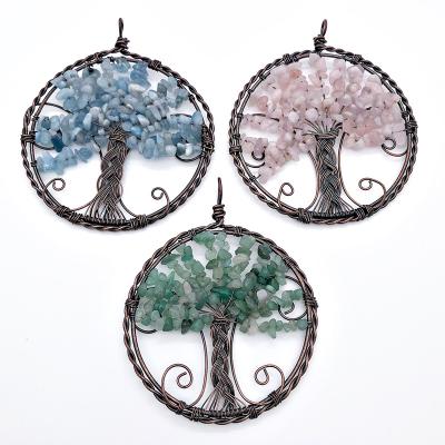 China China Crystal Tree of Life Wholesale Gemstone Pendant Charms Mix Stone Necklaces for Daily Wear Healing Crystal Crafts for sale