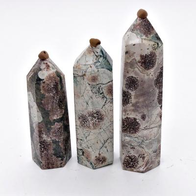 China Wholesale High Quality Natural Cherry Blossom Agate Healing Crystal Point Flower Agate CraftsTower from China for Home Decoration for sale