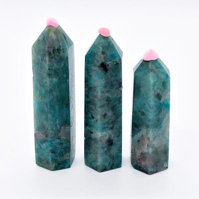 China China Wholesale Polished Natural Crystal Wand Trick Blue Amethyst Quartz Crystal Point For Healing Stone Crafts Home Accessories for sale