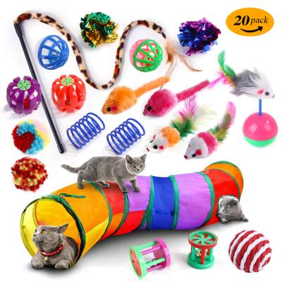 China DOKA Viable Interactive Toy Set Kitten Toys Package Tunnel Feather Feather Puzzle Wand Toy Fluffy Mouse Crinkle Balls for sale