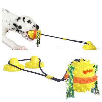 China Dog Playing Chewing Toy Two Sucker Dog Toy Rubber Clean Ball Dog Teeth Ball Interactive Chew Balls Double Dog Toy for sale