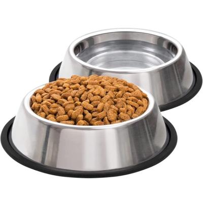 China High Quality Sustainable Stainless Steel Pet Bowl Pet Food and Water Bowl with Non-slip Rubber Base for sale