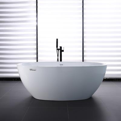 China Hot Selling Free Standing Shower Deep Adult Acrylic Bathtubs Modern Soaking Oval Bathtub for sale