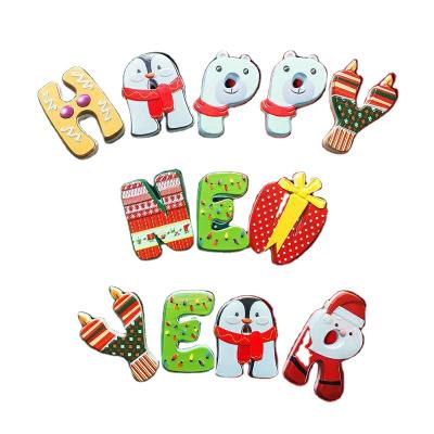 China New Year 3d Christmas Fridge Magnet Stickers Cartoon Cute Fridge Magnetic Stickers English Letter Fridge Magnet for sale