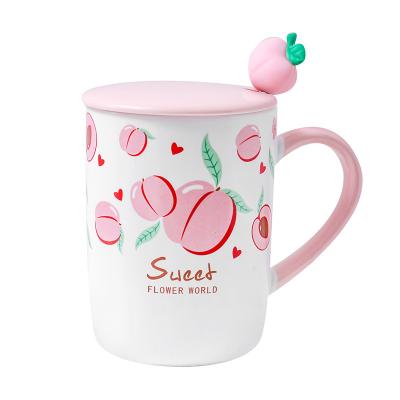 China Viable Korean Cute Ceramic Fruit Mug Cheap Cartoon Ceramic Mugs for sale