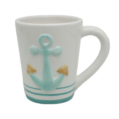 China CREATIVE Wholesale Custom Anchor Souvenir Custom Logo Embossed Ceramic Coffee Mug for sale