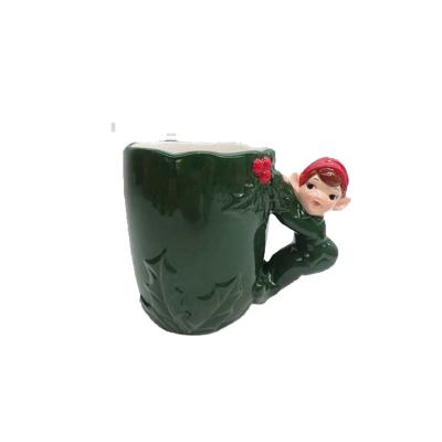 China CREATIVE Custom Green Ceramic Mug Humans Shaped Handle Coffee Mug Green Teapot for sale