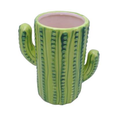 China CREATIVE 3D Cactus Green Ceramic Coffee Cup Pottery Style Cute Succulent Large Ceramic Coffee Mug for sale