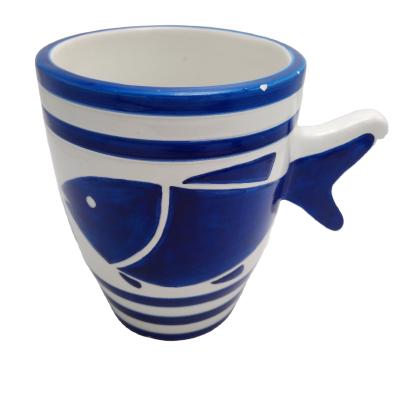 China CREATIVE Milk Ceramic Mugs Travel Mug Ocean Ceramic Coffee Mug 3D Fish Handle Funny Tea Mug for sale