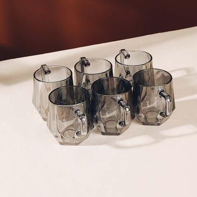 China No Household High Grade Diamond Glass Tea Cup 6pcs Glass Mug Set With Luxury Clear Coffee Tea Cups With Tray for sale