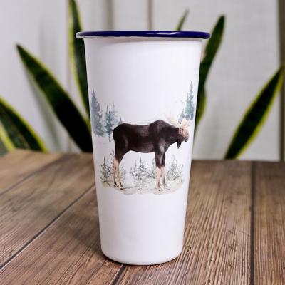 China Moose 28oz Enamel Coffee Mug Sustainable Animal Outdoor Camp Thickened Mug for sale