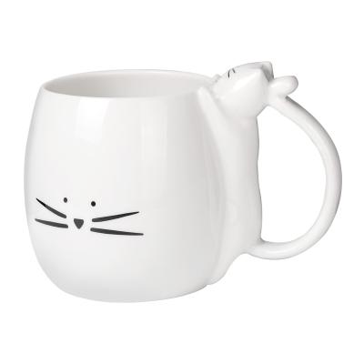 China Custom Adorable Cute CREATIVE 3D Cat Shaped Ceramic Animal Mug Coffee Mug for sale