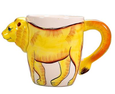 China Cartoon Creative Ceramic Mug Animal Cute Lion Coffee Mug Custom Mugs for sale