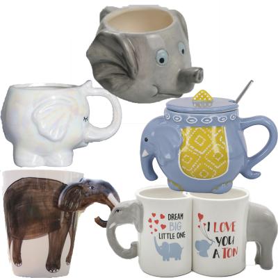 China CREATIVE 3D Animal Mugs Custom Ceramic Mugs Elephant Mugs Kids Gift for sale