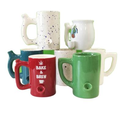 China Creative Herb Ceramic Mug Wholesale Ceramic Novelty Novelty Pipe Funny Coffee Mug for sale