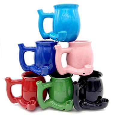 China Wholesale Ceramic Novelty CREATIVE Herb Smoking Pipe Coffee Pipe Cup Mug for sale