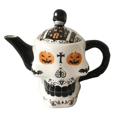 China CREATIVE Skull Head Skull Coffee Mug Skeleton Medium Bowl Figurine Ceramic Porcelain Teapot for sale