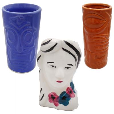 China Large CREATIVE Ceramic Tiki Mugs Cups for Cocktails Cocktails Cute Exotic 3D TIKI Mugs Custom MUG for sale