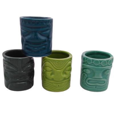 China Large CREATIVE Ceramic Hawaiian Mugs Cute Exotic Cocktail Tiki Mugs Cup Custom Drinkware for sale